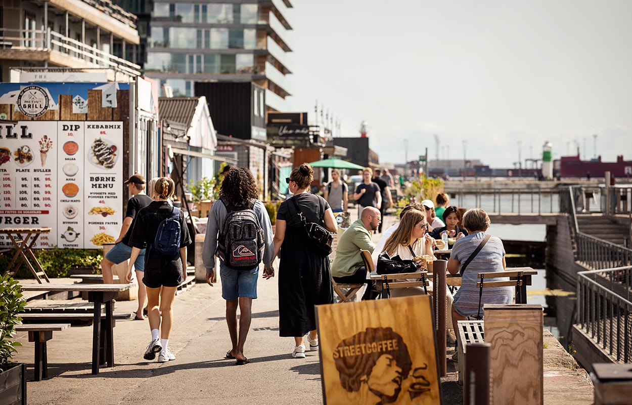 Locals on the promenade at Aarhus Ø
